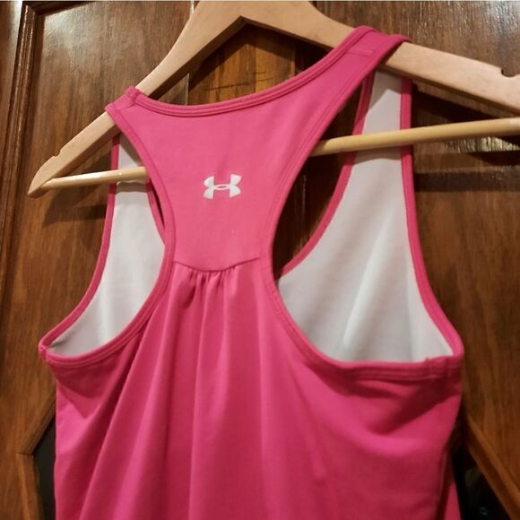 Under Armour Tank Top Shelf Bra Racerback Fushia Barbie - Picture 6 of 8